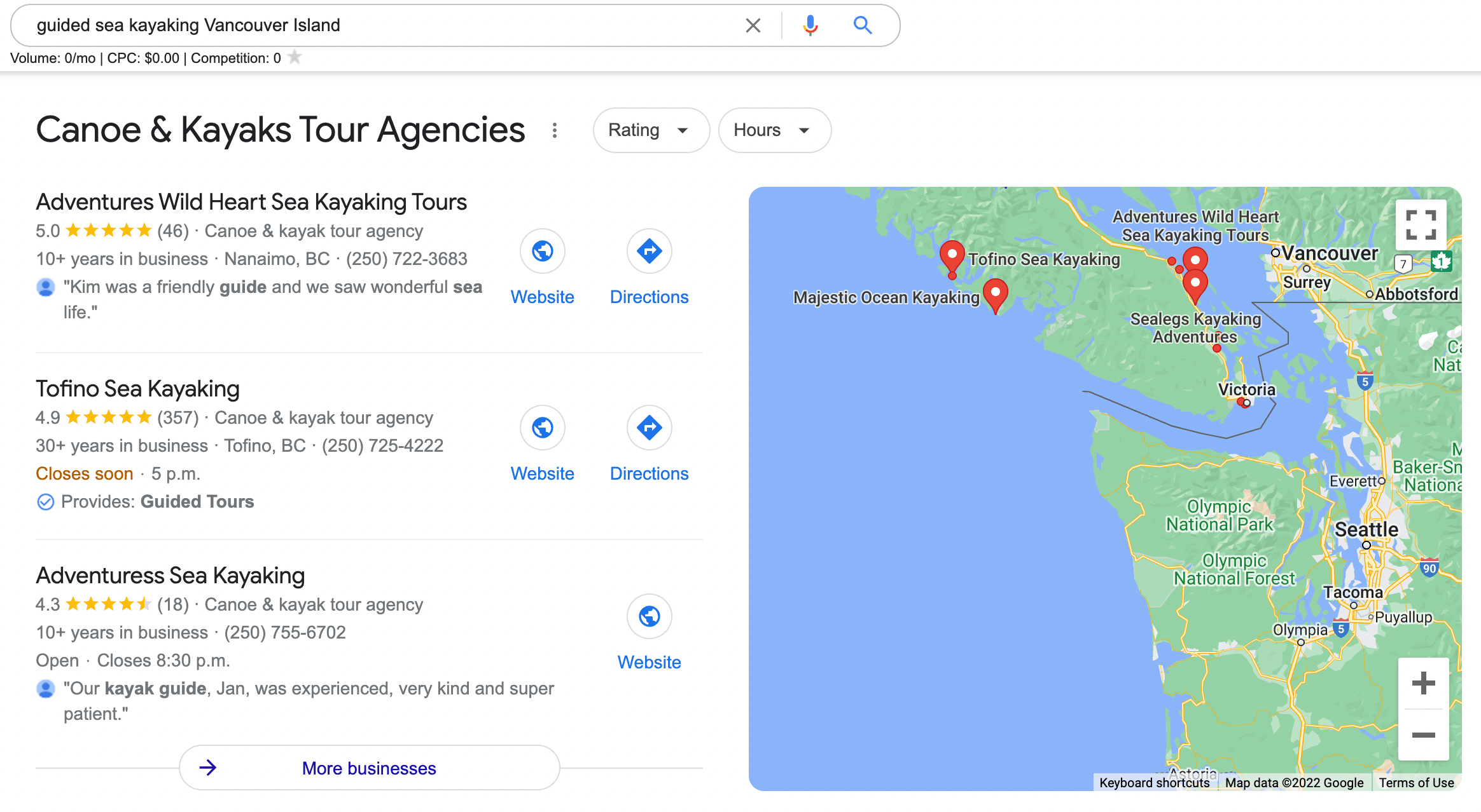 Google Business Profile search results